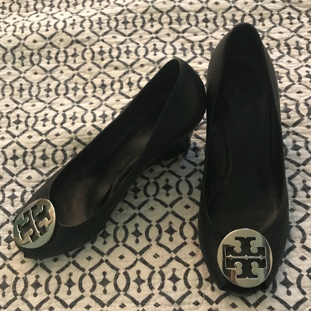 Tory Burch Black Wedge Dress Shoes